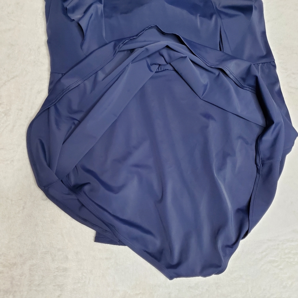 Denim & Co Beach VNeck Wrap Front Ruffle Swimsuit 24W - Picture 5 of 16